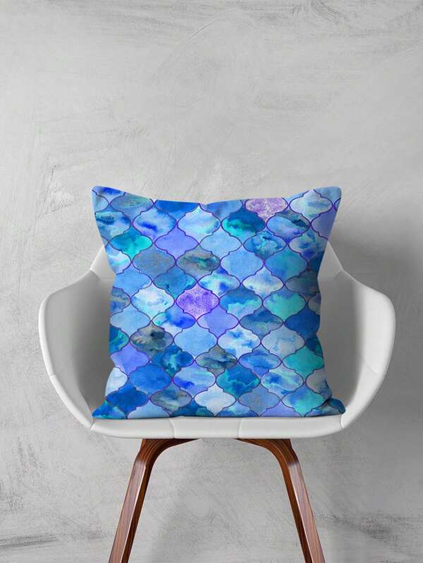 1pc Geometric Pattern Cushion Cover Without Filler