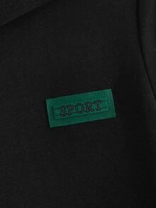 SHEIN Toddler Boys Letter Patched Hooded Tee & Drawstring Waist Shorts - Khaki - View 3