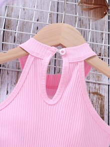 Elladie kids 小女童漸層愛心刺繡掛脖連衣裙