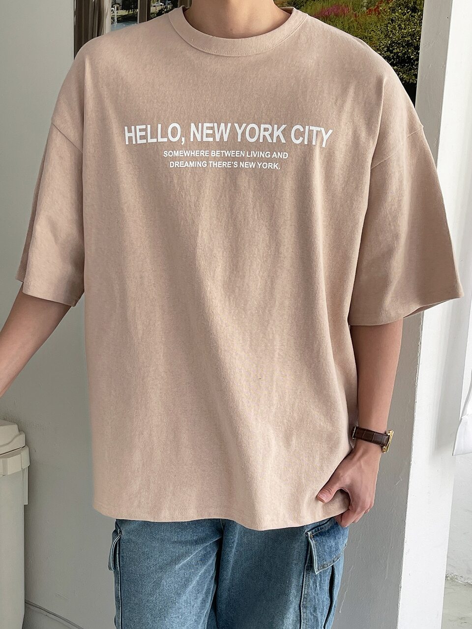 Men Cotton Slogan Graphic Drop Shoulder Tee