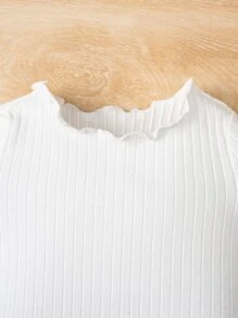 SHEIN Đứa bé gái 2 cái/bộ Vòng cổ Ngắn tay Áo thun Và Eo đàn hồi Quần short , Thích hợp Cho mùa xuân Và Mùa hè - Đen và trắng - Xem 5