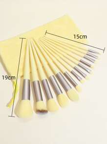 13 piezas Juego de brochas de maquillaje con bolsa de almacenamiento de terciopelo, que incluye brocha para polvo, brocha para rubor, brocha para sombra de ojos y otras herramientas de maquillaje profesionales, fácil de almacenar, juego de brochas, kit de brochas de maquillaje, juego de brochas de maquillaje, kit de maquillaje completo, juego de brochas de maquillaje, kit de maquillaje completo, kit de brochas, juego de brochas de maquillaje, set de regalo de maquillaje - Amarillo - Ver 7