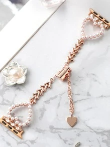Dây đeo đồng hồ hợp kim kẽm trang trí trái tim Tương thích với Apple Watch - Hoa hồng vàng - Xem 1