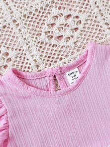 SHEIN Bebé Vestido ribete con fruncido bajo con malla - Multicolor - Ver 5