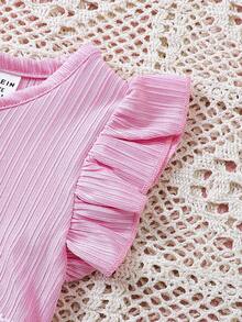 SHEIN Bebé Vestido ribete con fruncido bajo con malla - Multicolor - Ver 6