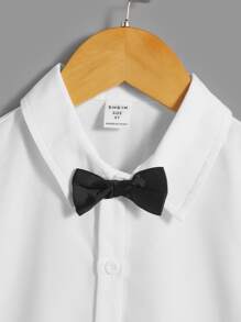 SHEIN 小男童前蝴蝶結襯衫和馬甲和短褲