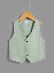 SHEIN 小男童前蝴蝶結襯衫和馬甲和短褲