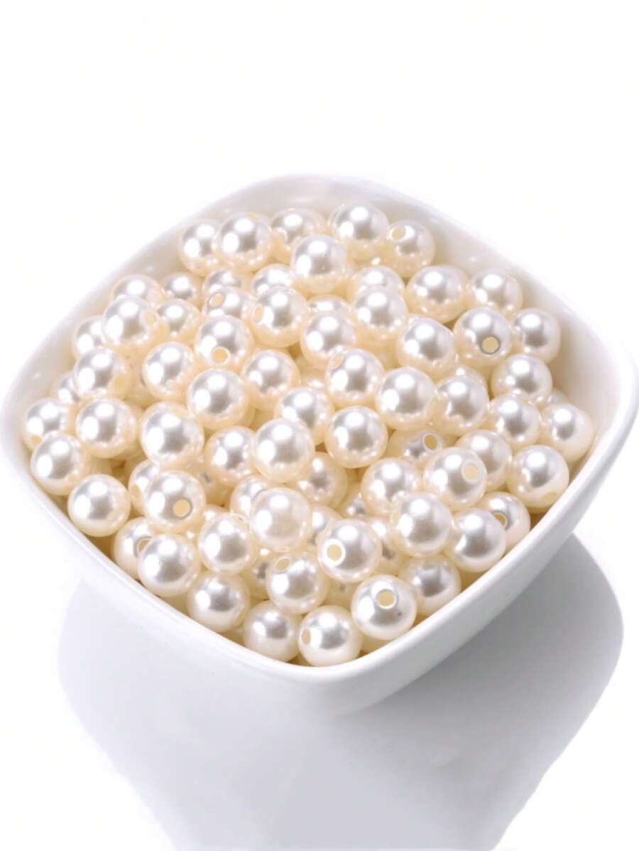 125 hạt ngọc trai giả DIY trang trí may vá - trắng - Xem 1
