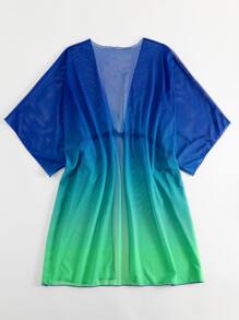 SHEIN Swim 漸層腰部抽繩和服罩衫