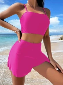 Đáy Bikini Nữ Chia màu trơn - Màu Hồng Tươi - Xem 8