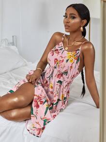 SHEIN VCAY Floral Print Cami Dress - Pink - View 3