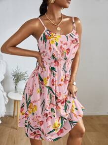 SHEIN VCAY Floral Print Cami Dress - Pink - View 5