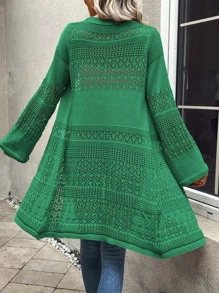 EMERY ROSE Pointelle Knit Duster Cardigan Fall Winter Cloth For Women - Green - View 2