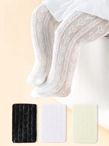 3pairs Baby Hollow Out Breathable Fabric Tights - Multicolor - View 1