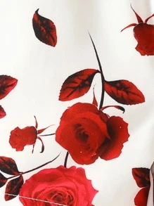 SHEIN Rompers Em bé Thắt lưng Xù Hoa Tất cả trên in - Nhiều màu - Xem 4