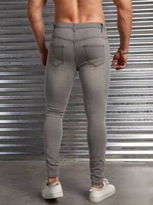 GENTILAND Men Ripped Skinny Jeans - Light Grey - View 2
