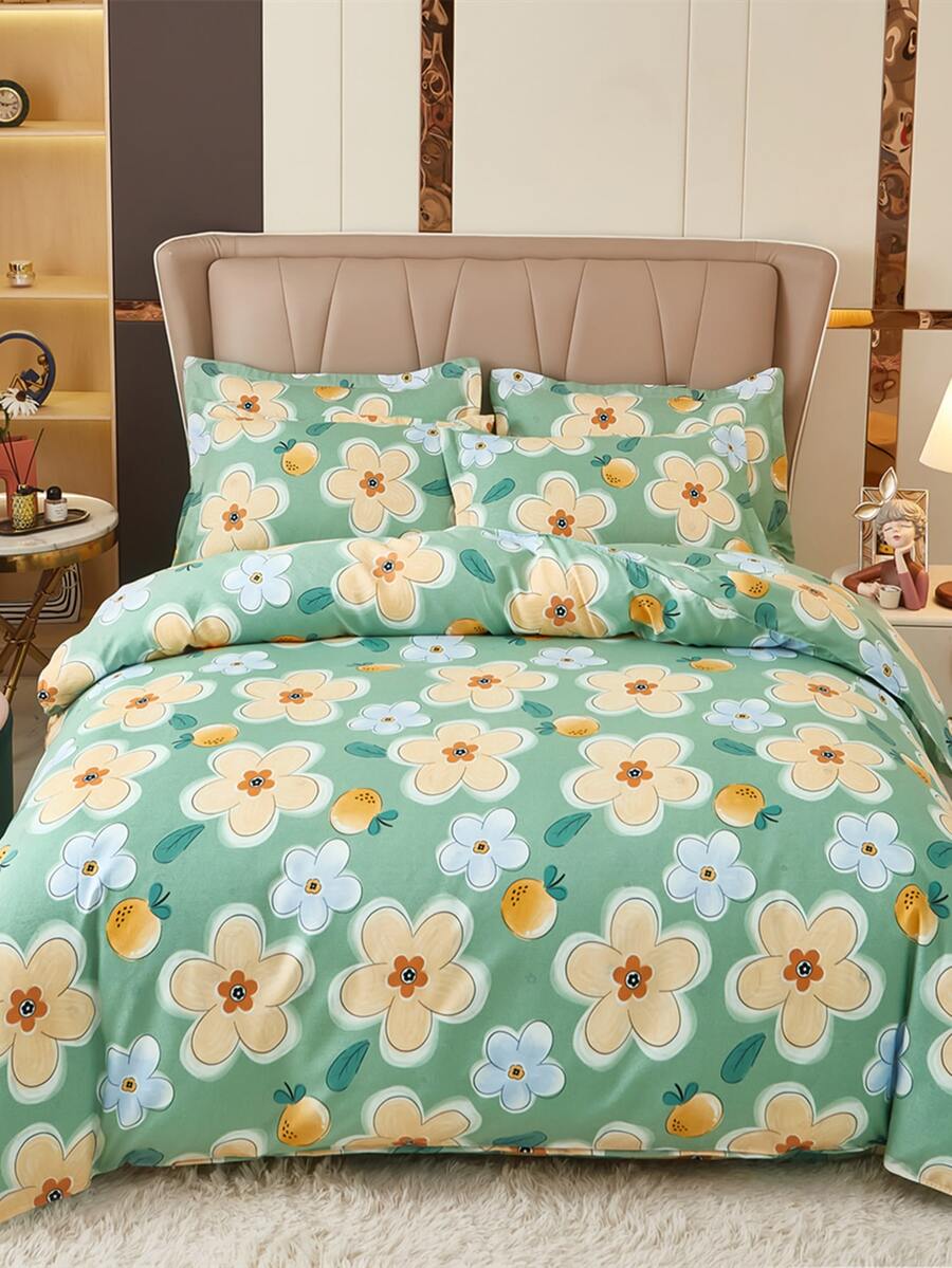 Floral Pattern Duvet Cover Set Without Filler - Multicolor - View 1