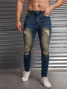 Manfinity 男士破洞緊身牛仔褲