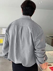 DAZY Hombres Camisa unicolor de hombros caídos - Gris - Ver 2