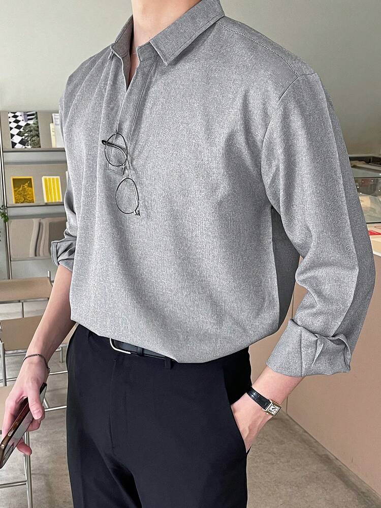 DAZY Men Solid Drop Shoulder Shirt - Grey - View 3