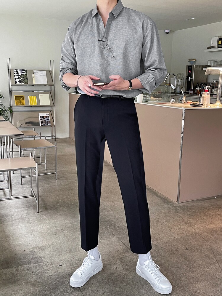 DAZY Men Solid Drop Shoulder Shirt - Grey - View 4