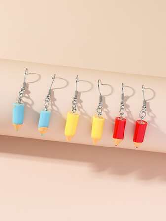 6pcs Pencil Drop Earrings