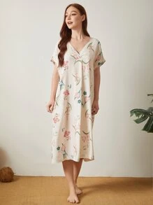 印花蝙蝠袖睡裙 - 彩色 - 查看 5