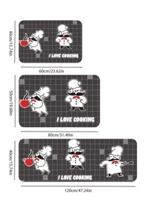 1pc Cartoon Chef Pattern Anti-slip Kitchen Mat - Multicolor - View 2
