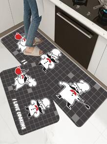 1pc Cartoon Chef Pattern Anti-slip Kitchen Mat - Multicolor - View 3
