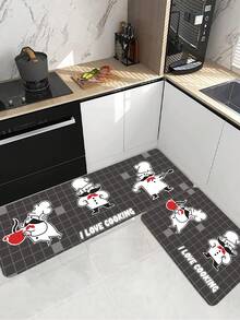1pc Cartoon Chef Pattern Anti-slip Kitchen Mat - Multicolor - View 5