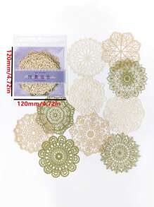 10pcs Hollow Out Flower Design Decorative Craft Paper - Multicolor - View 2