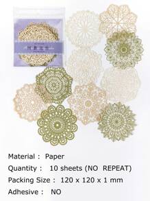 10pcs Hollow Out Flower Design Decorative Craft Paper - Multicolor - View 3