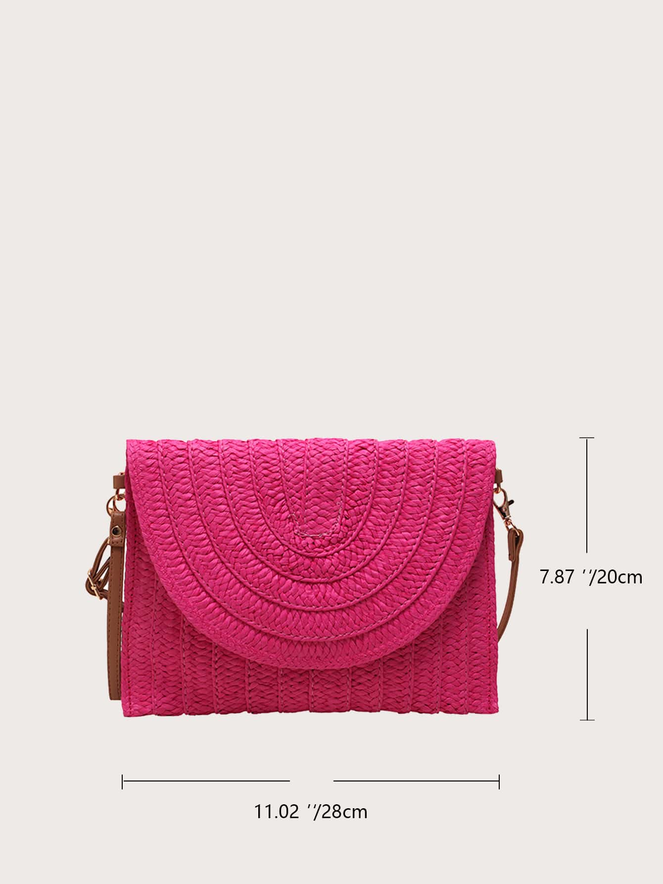 Yogodlns Neon Pink Straw Bag Paper Funky,Perfect For Summer Beach Travel Vacation - Hot Pink - View 8