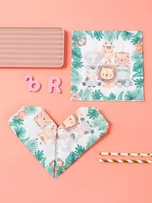 20入組動物印花一次性餐巾