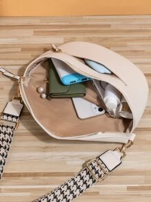 Túi đeo chéo Sọc ca rô Có thể điều chỉnh được Đúng mốt - Màu be - Xem 3