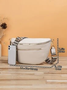 Túi đeo chéo Sọc ca rô Có thể điều chỉnh được Đúng mốt - Màu be - Xem 4