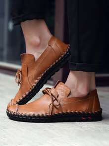 Giày công sở màu nâu dành cho nam, Chi tiết khâu ren Thiết kế giày thủ công - màu nâu - Xem 4