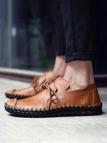 Giày công sở màu nâu dành cho nam, Chi tiết khâu ren Thiết kế giày thủ công - màu nâu - Xem 5