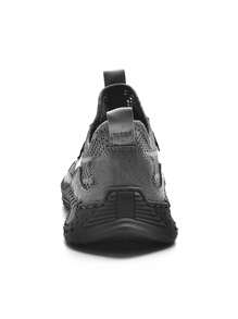 Men Hollow Out Hollow Out Handmade Shoes, Mesh Drawstring Front Dress Shoes - Grey - View 2