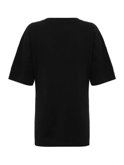 Solid Drop Shoulder Split Hem Tee