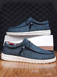 Sporty Outdoor Boat Shoes For Men, Lace-up Front Loafers - Blue - View 2