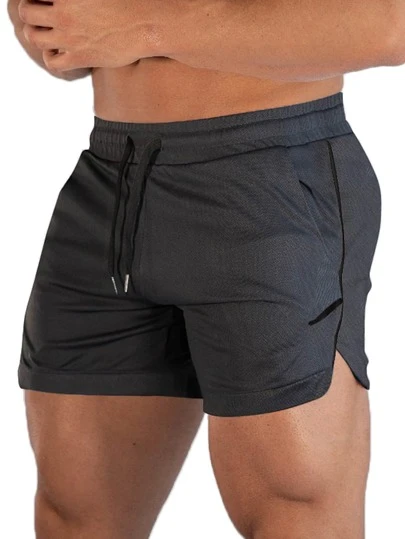 Manfinity Sport Corelite Boyfriend Style Men Drawstring Waist Split Hem Sports Shorts Gym Shorts Jogger Shorts Grey Shorts