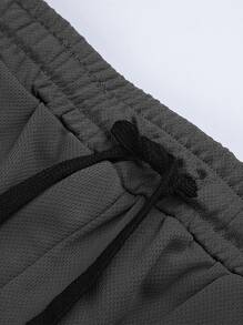 Gym Rark Boyfriend Style Men Drawstring Waist Split Hem Sports Shorts Gym Shorts Jogger Shorts Grey Shorts - Dark Grey - View 4