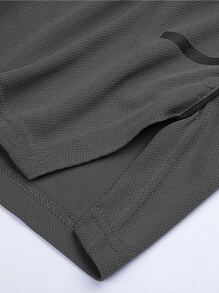 Gym Rark Boyfriend Style Men Drawstring Waist Split Hem Sports Shorts Gym Shorts Jogger Shorts Grey Shorts - Dark Grey - View 6