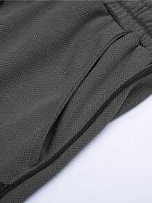 Gym Rark Boyfriend Style Men Drawstring Waist Split Hem Sports Shorts Gym Shorts Jogger Shorts Grey Shorts - Dark Grey - View 7