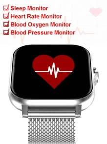 1 pieza Reloj Inteligente cuadrado multifunción con correa de acero inoxidable negro, resistente al agua, con seguimiento de frecuencia cardíaca, sueño y clima, compatible con Android e , incluye 1 pieza de correa de silicona - Negro - Ver 5