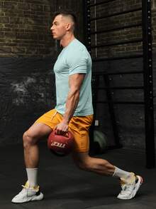 Hombres Camiseta Y Pantalones Cortos Deportivos Sólidos, Traje Atlético, Chándal - Multicolor - Ver 5