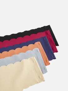 6件素色貝殼邊丁字褲套裝