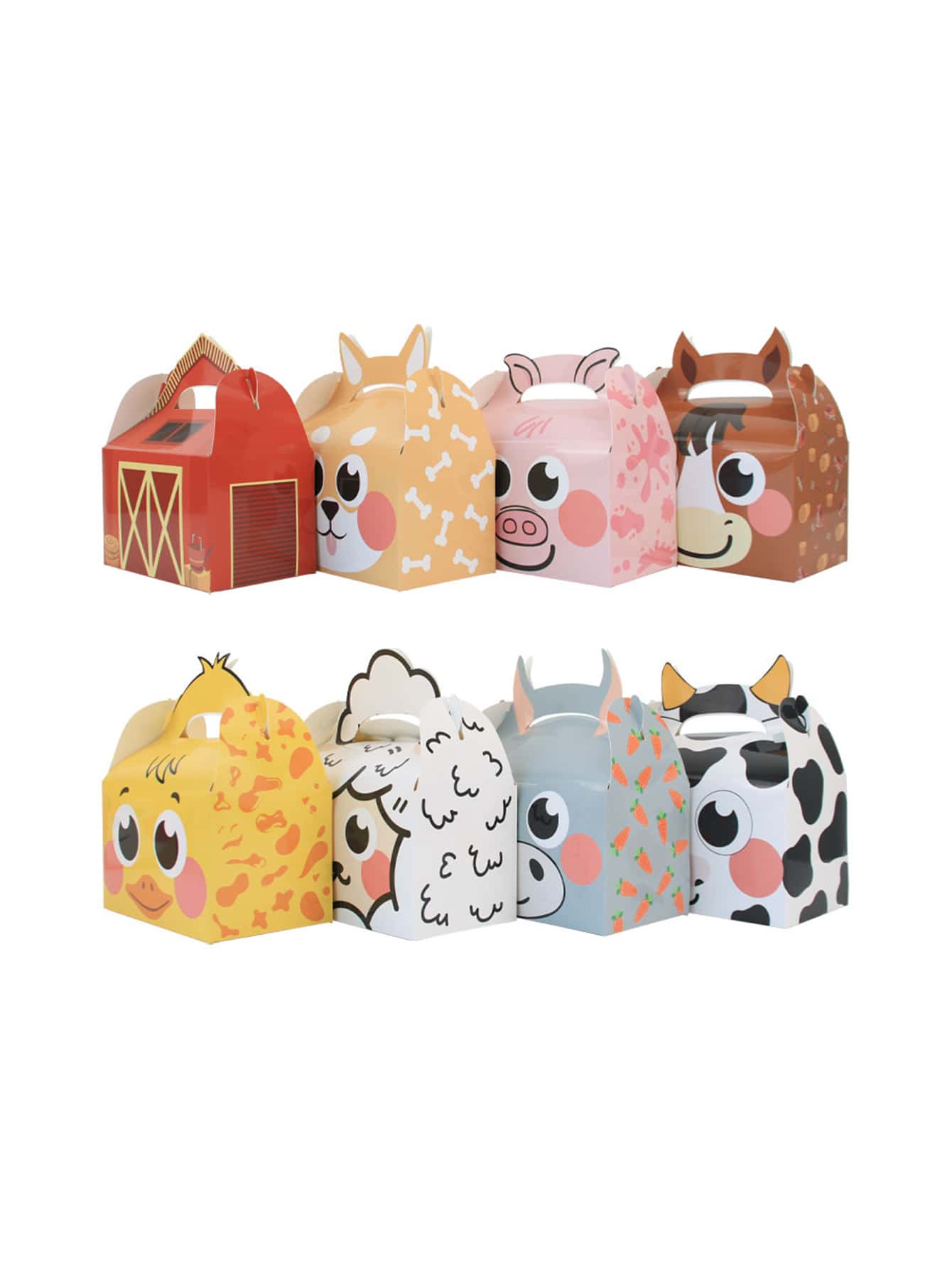 8 piezas Caja de regalo con estampado de dibujos animados - Multicolor - Añade 2