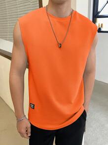 GENTILAND 男士字母補丁細節背心上衣 - 橘色 - 查看 1